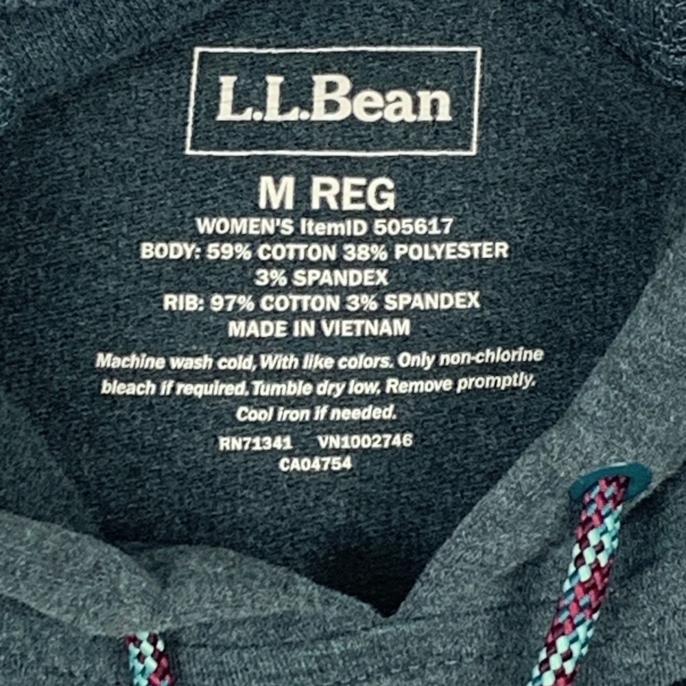 L.L. Bean Comfort Camp Hoodie Womens M Teal Graphic Mountain Pullover 505617 - Picture 8 of 16